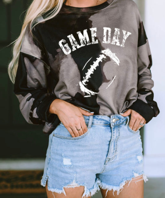 Multicolor Tie-Dye GAME DAY Rugby Graphic Sweatshirt