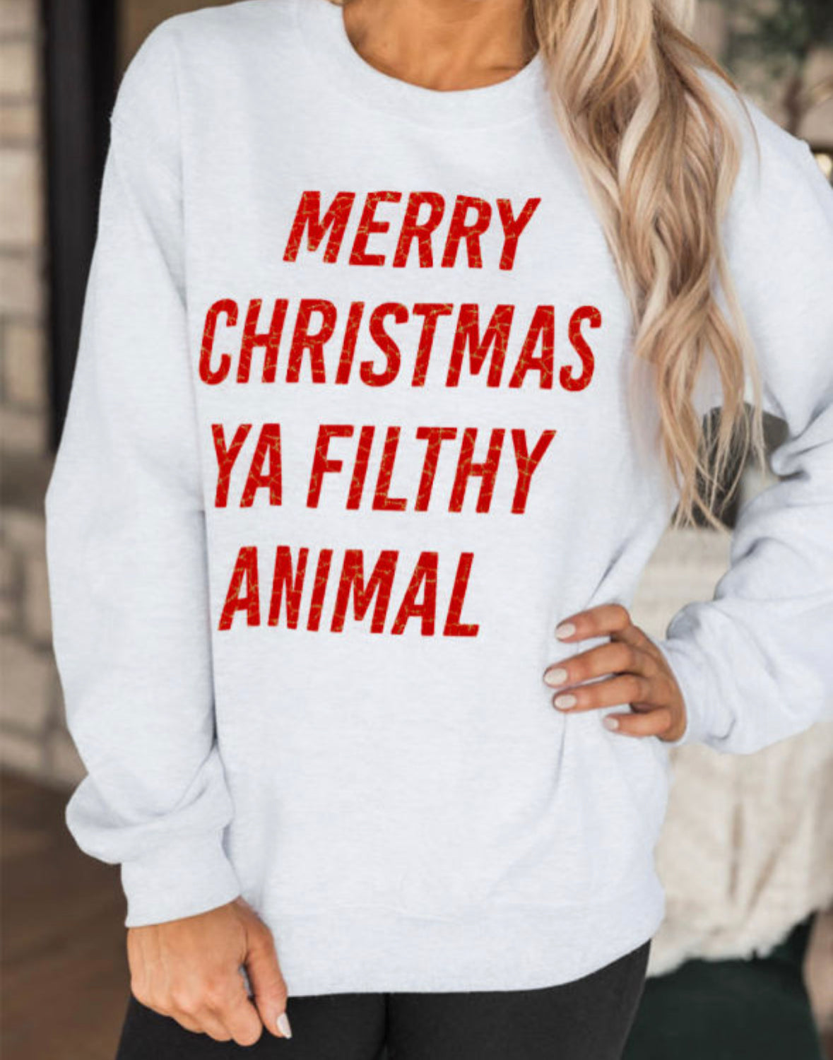 Merry Christmas Ya Filthy Animal Graphic Sweatshirt